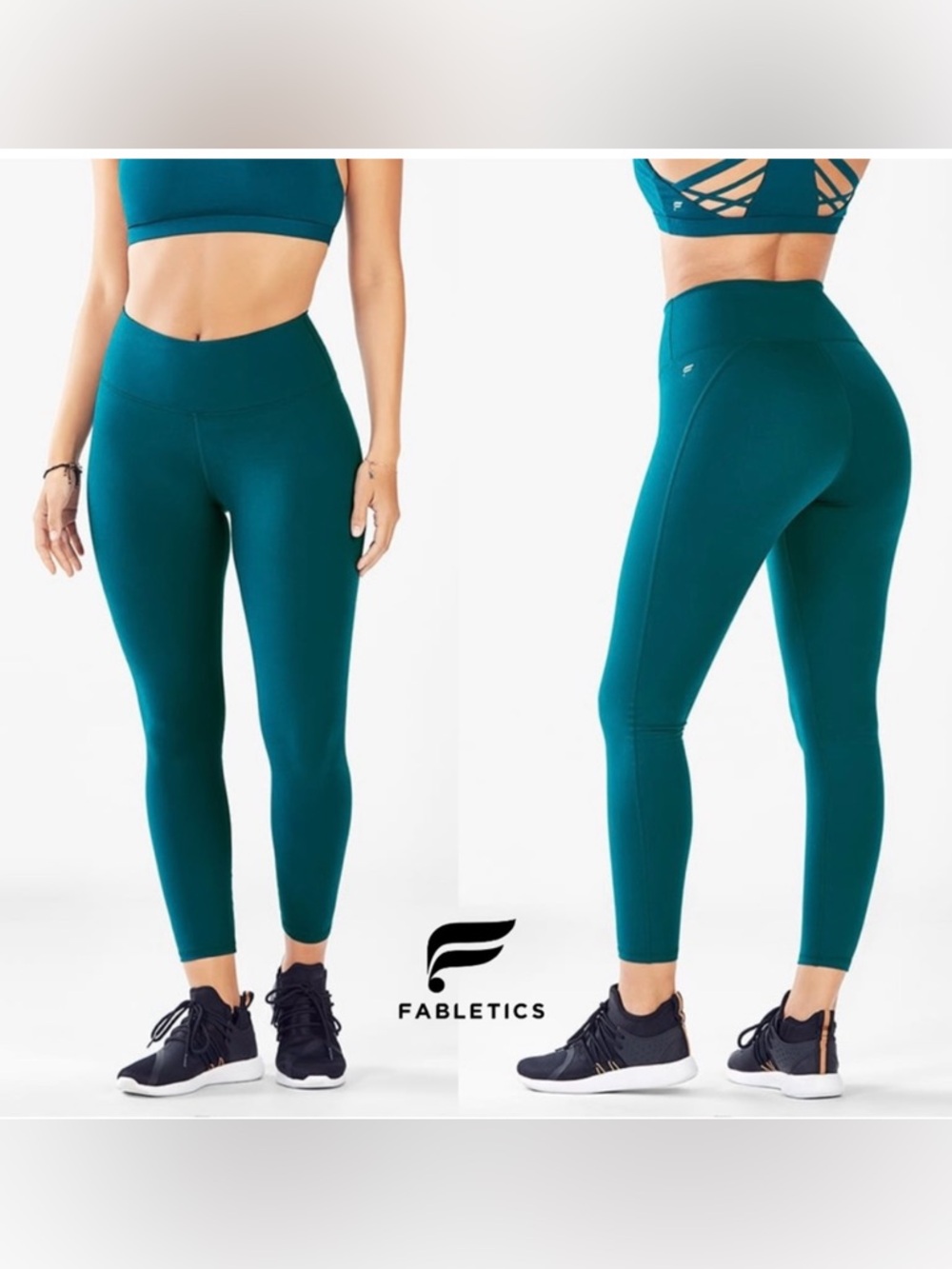 Fabletics Powerhold Teal High-Rise Performance Capri Leggings Small